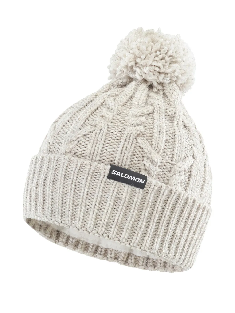Salomon Pompom Ribbed Hat In Gray