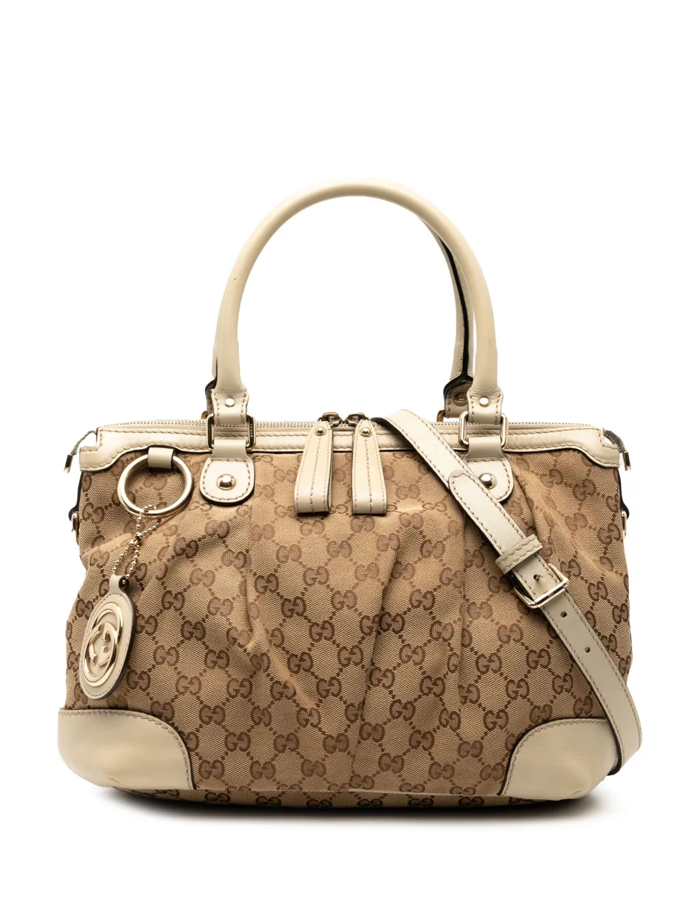 Pre-owned Gucci 2000-2015 Gg Canvas Sukey Satchel In Brown