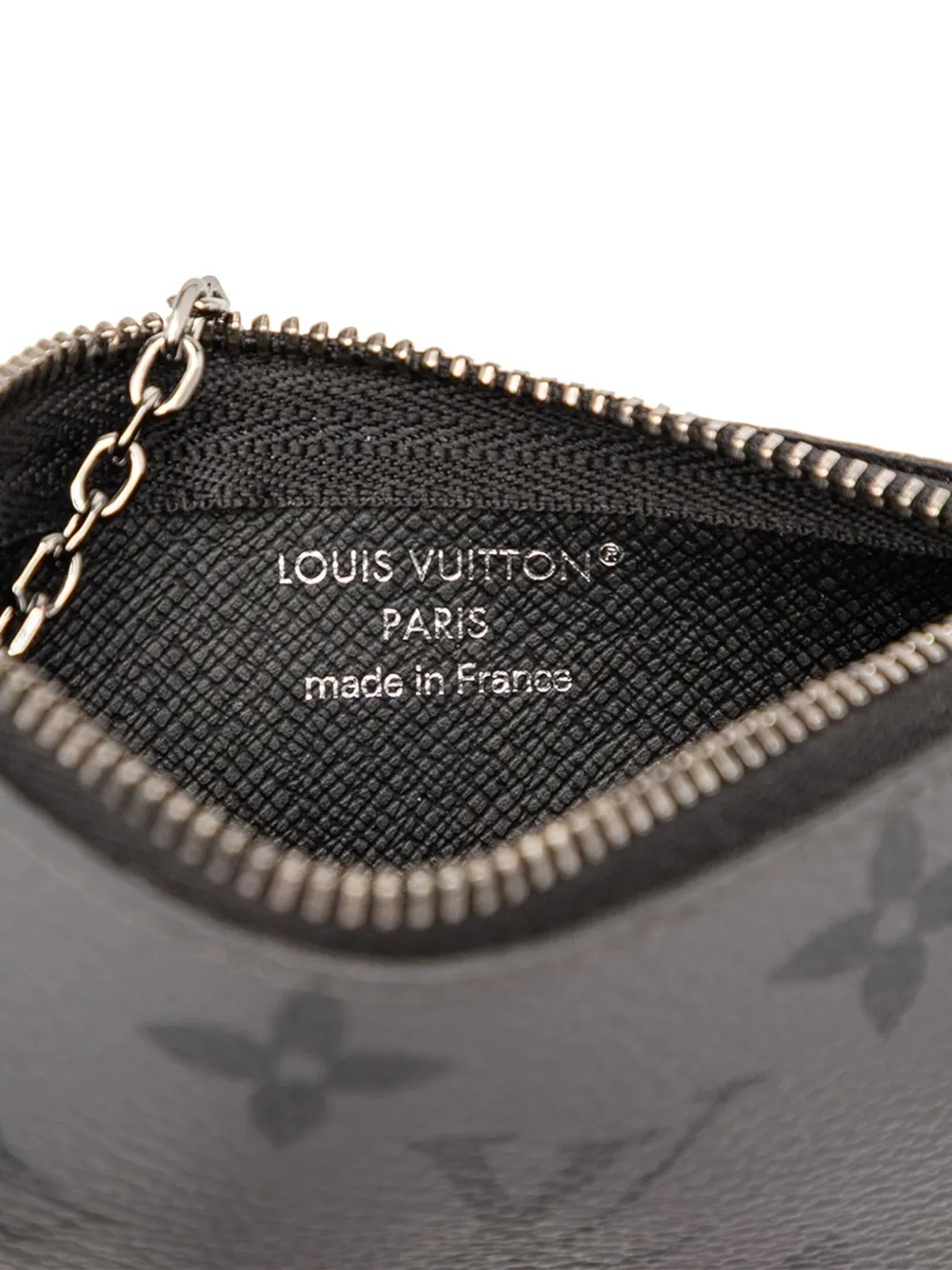 Pre-owned Louis Vuitton 2024 Monogram Eclipse Reverse Key Pouch Coin Pouch In Gray