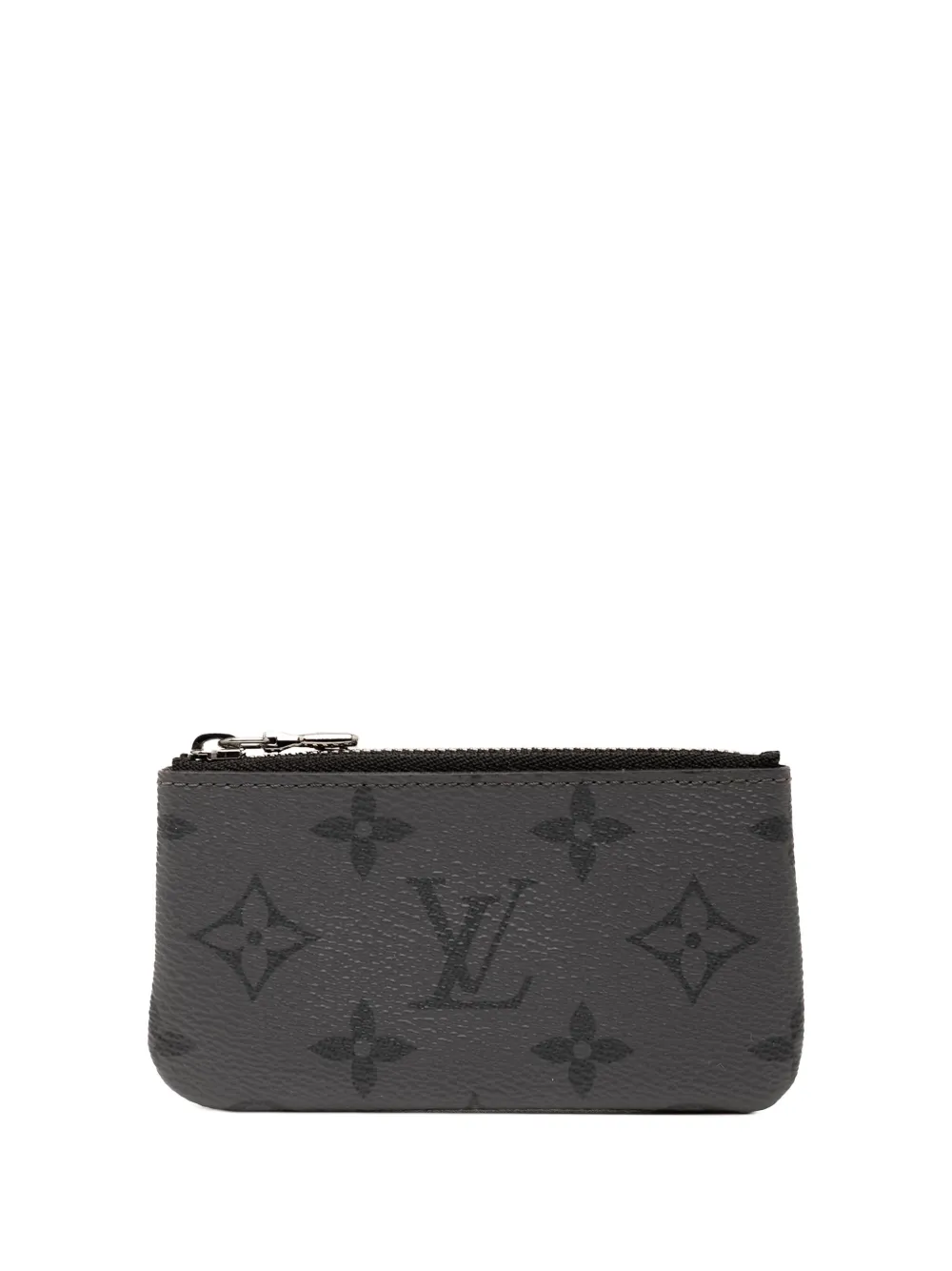 Pre-owned Louis Vuitton 2024 Monogram Eclipse Reverse Key Pouch Coin Pouch In Gray