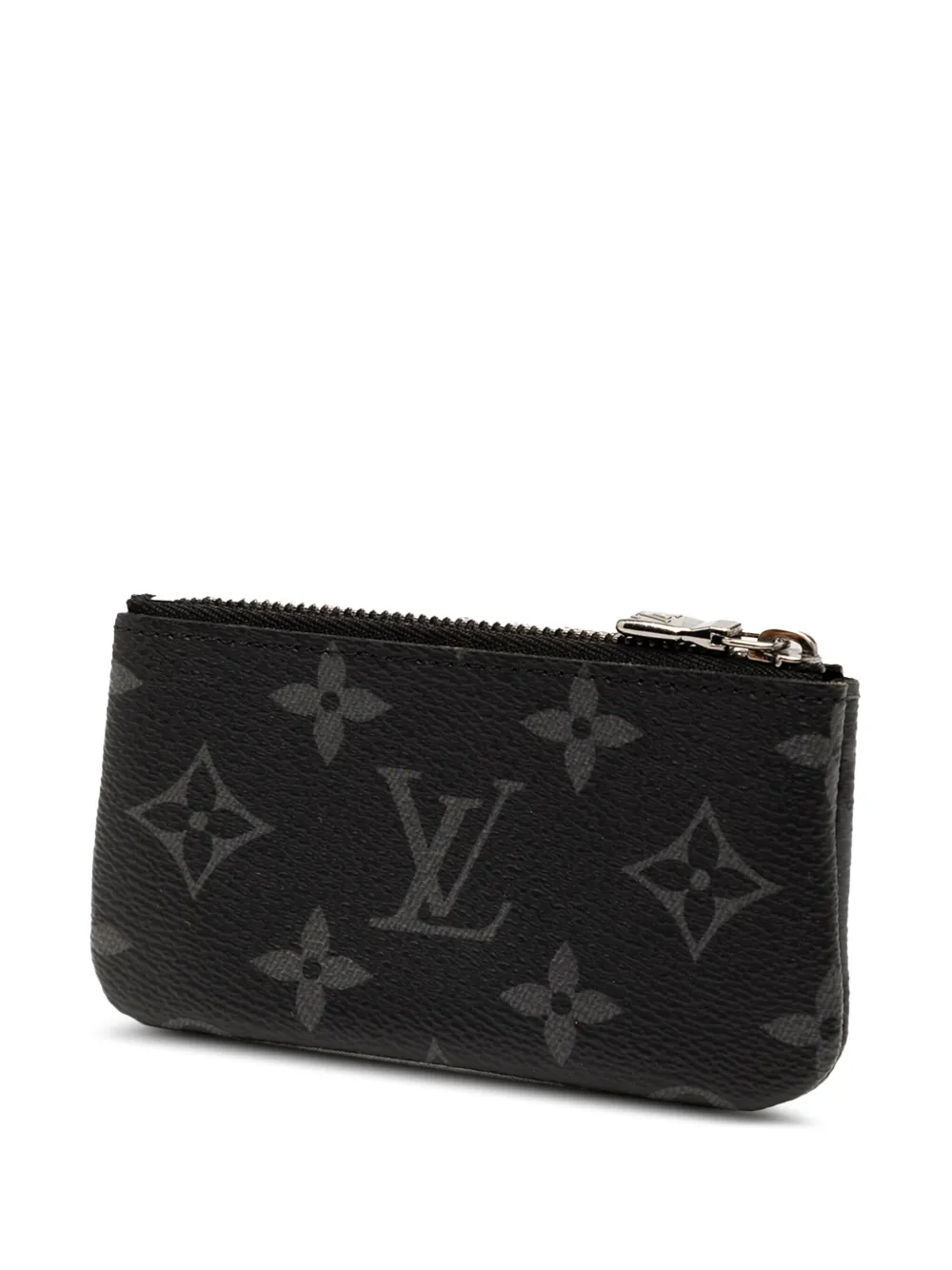 Pre-owned Louis Vuitton 2024 Monogram Eclipse Reverse Key Pouch Coin Pouch In Gray