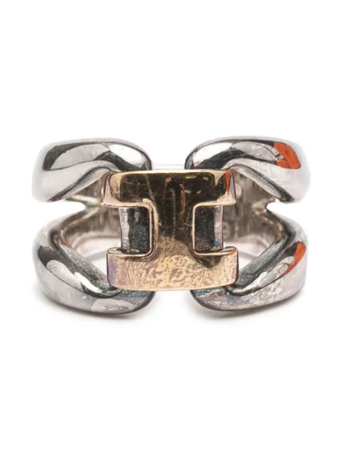Hermès Pre-Owned 2010-2025 Sterling Silver and 18K Yellow Gold History ring