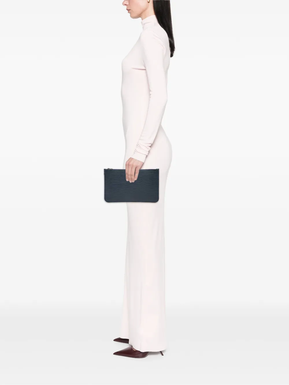 Pre-owned Louis Vuitton 2013 Epi Neverfull Pouch In Blue