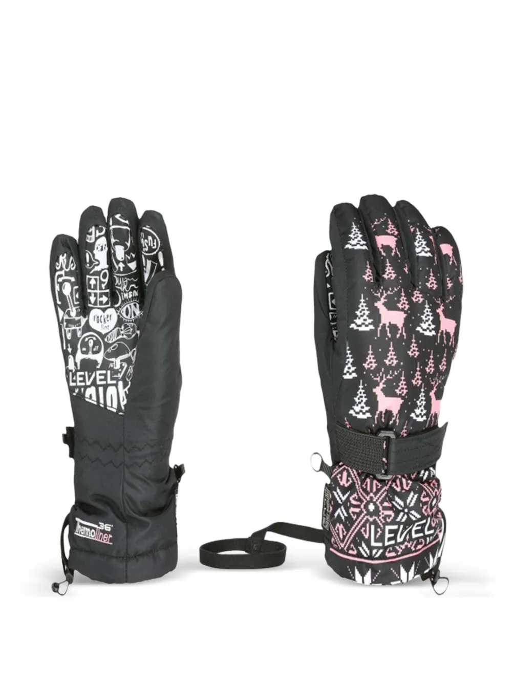 LEVEL KIDS patterned gloves - Schwarz