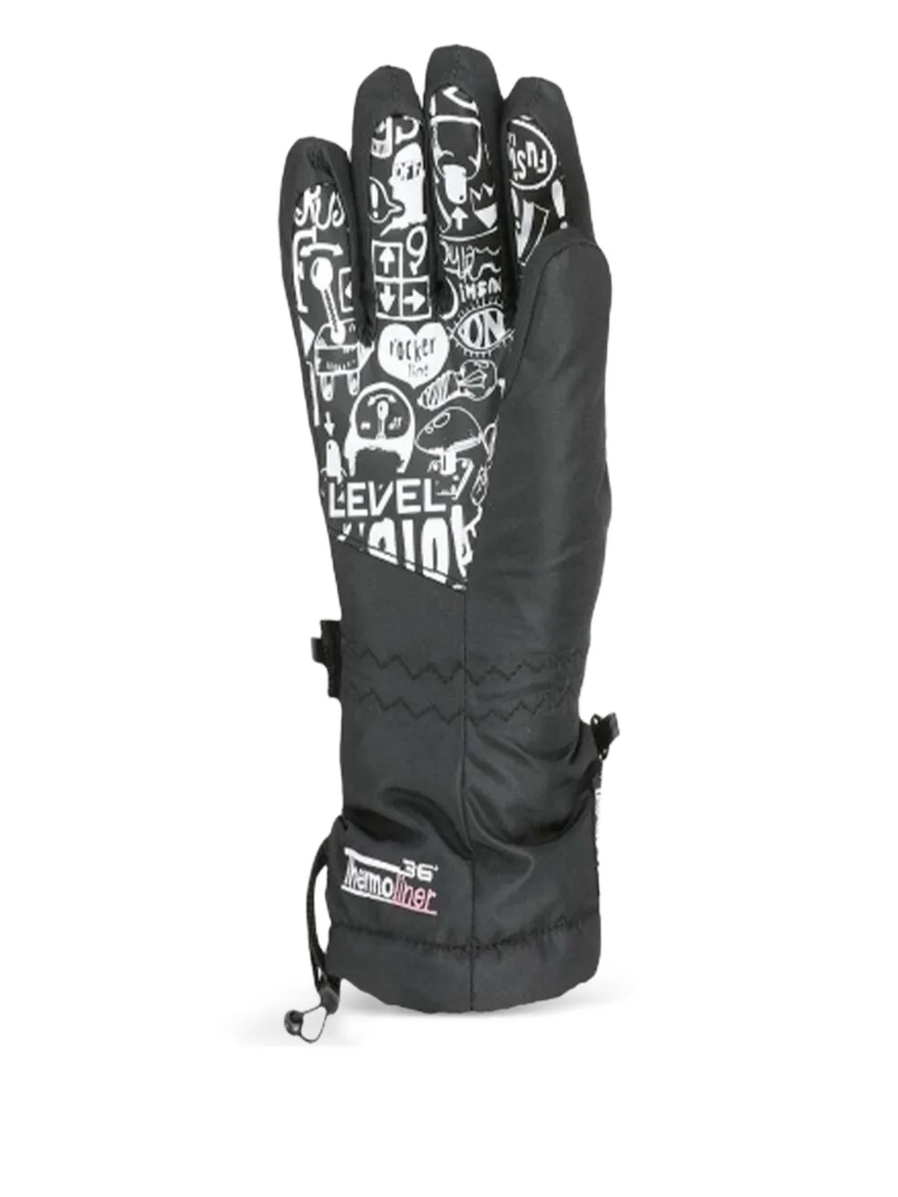 Level Kids Patterned Gloves - Black 