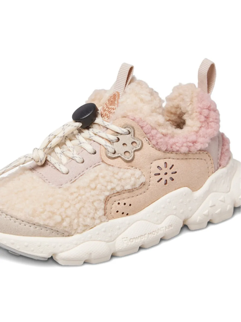 FLOWER MOUNTAIN KIDS Kotetsu flower sneakers Beige