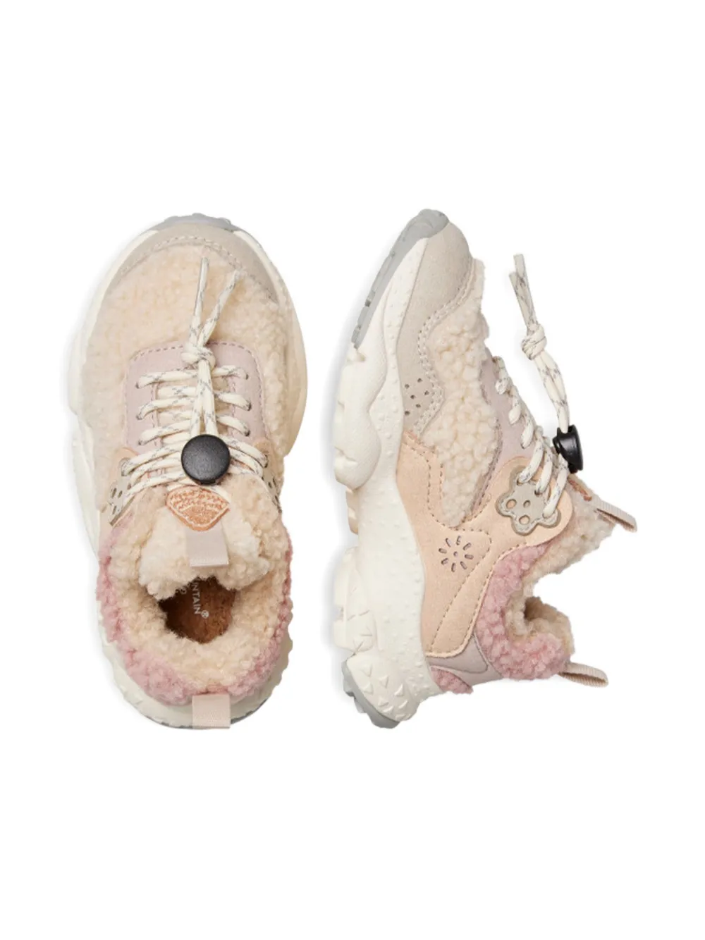 FLOWER MOUNTAIN KIDS Kotetsu flower sneakers Beige