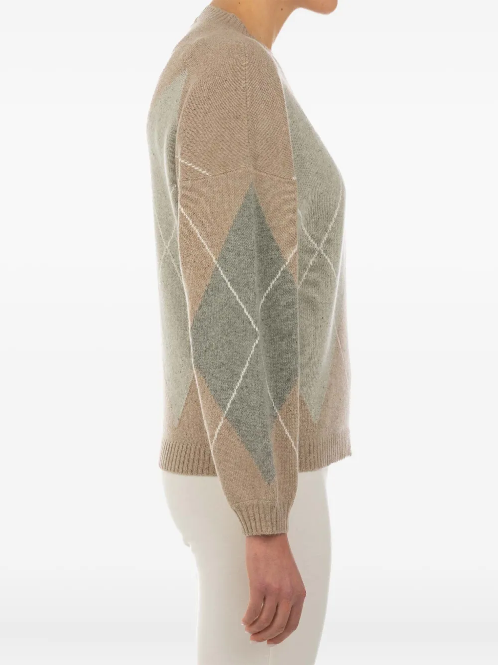 Le Tricot Perugia Multicolor Wool Blend Pullover In Brown