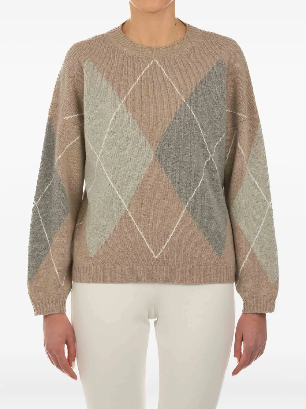 Le Tricot Perugia Multicolor Wool Blend Pullover In Brown