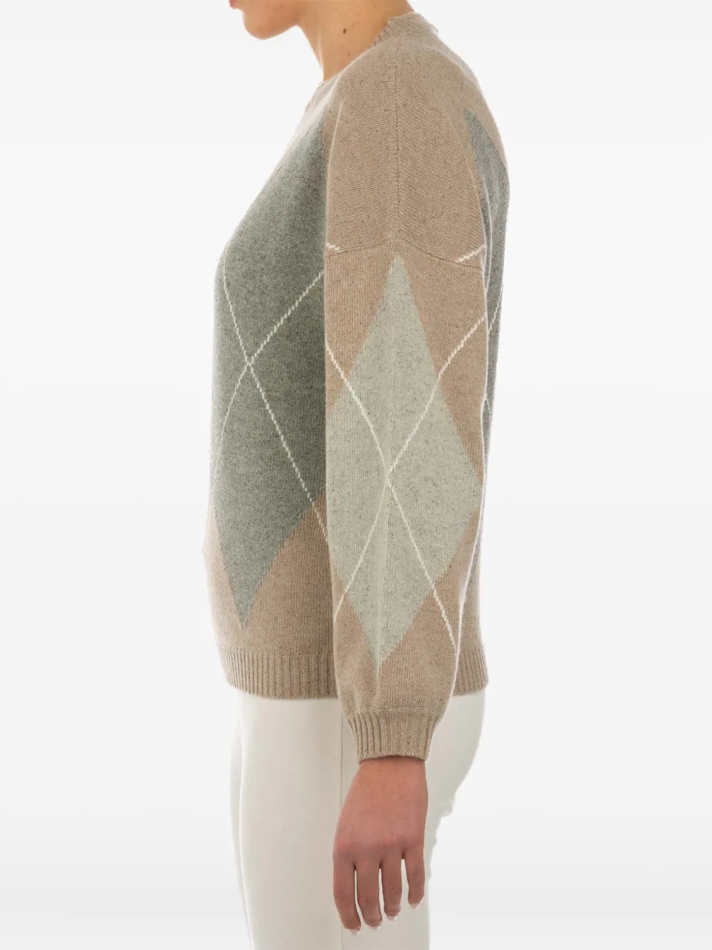 Le Tricot Perugia Multicolor Wool Blend Pullover In Brown