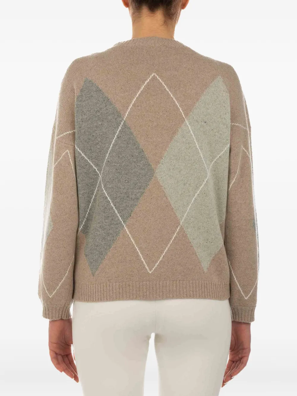 Le Tricot Perugia Multicolor Wool Blend Pullover In Brown
