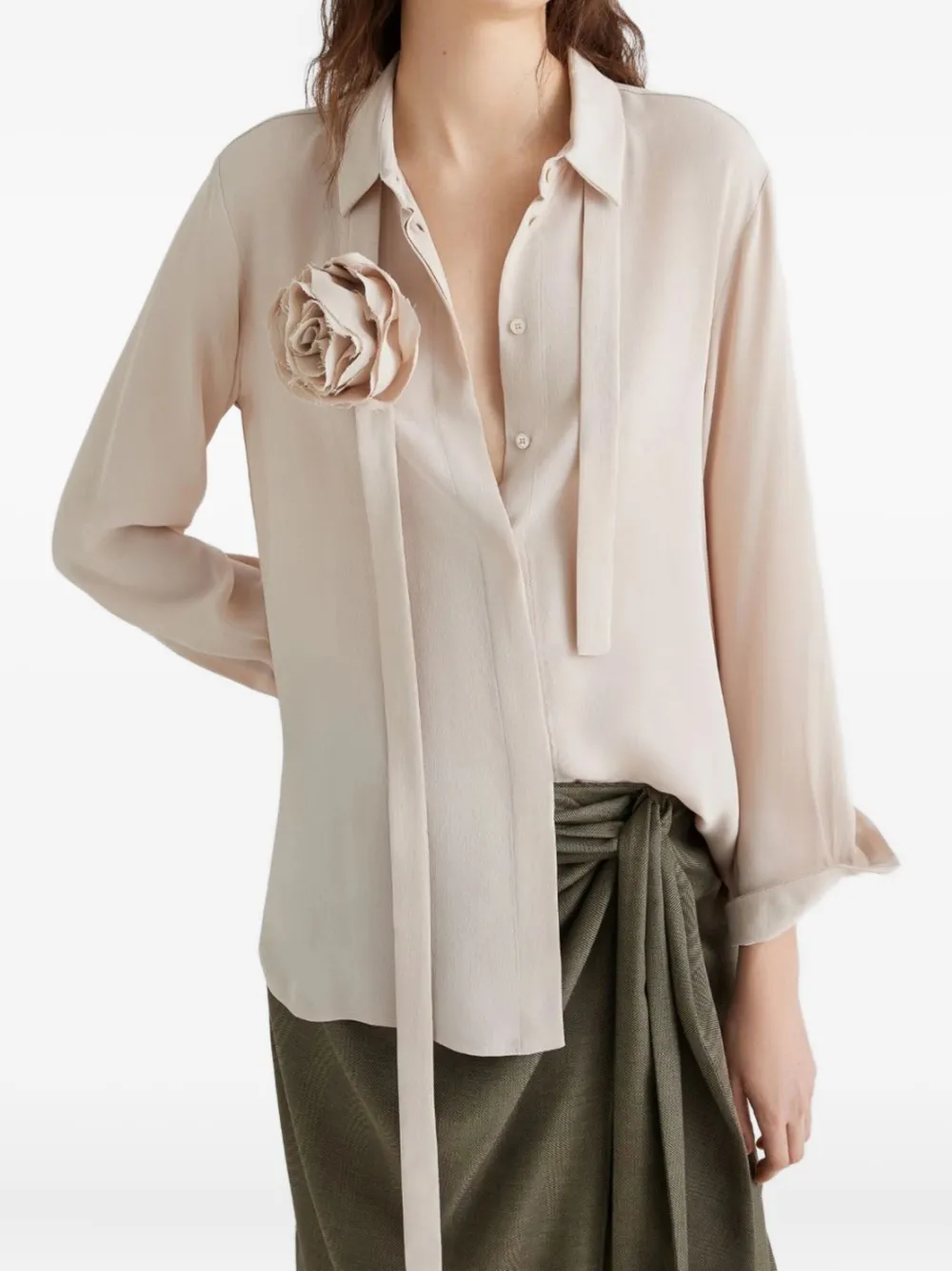 Marella Cabiria floral-appliqué shirt - Beige
