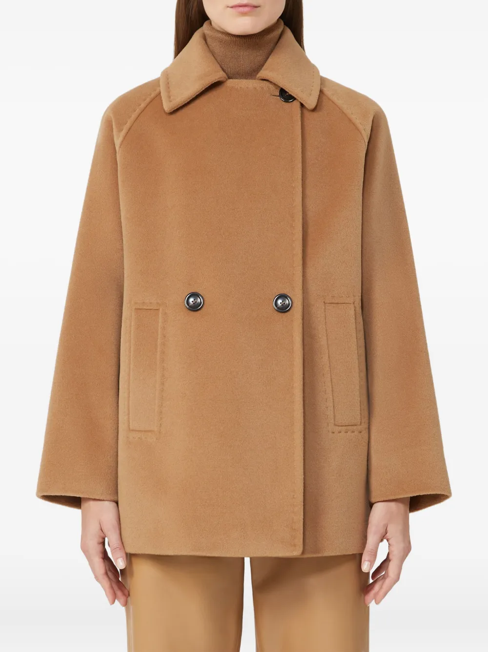 Max Mara Double-breasted Wool Pea Coat In Brown