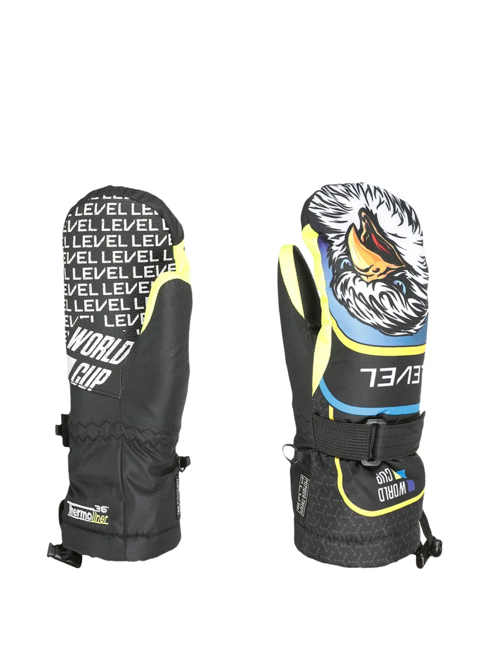 LEVEL KIDS eagle-print mittens - Nero