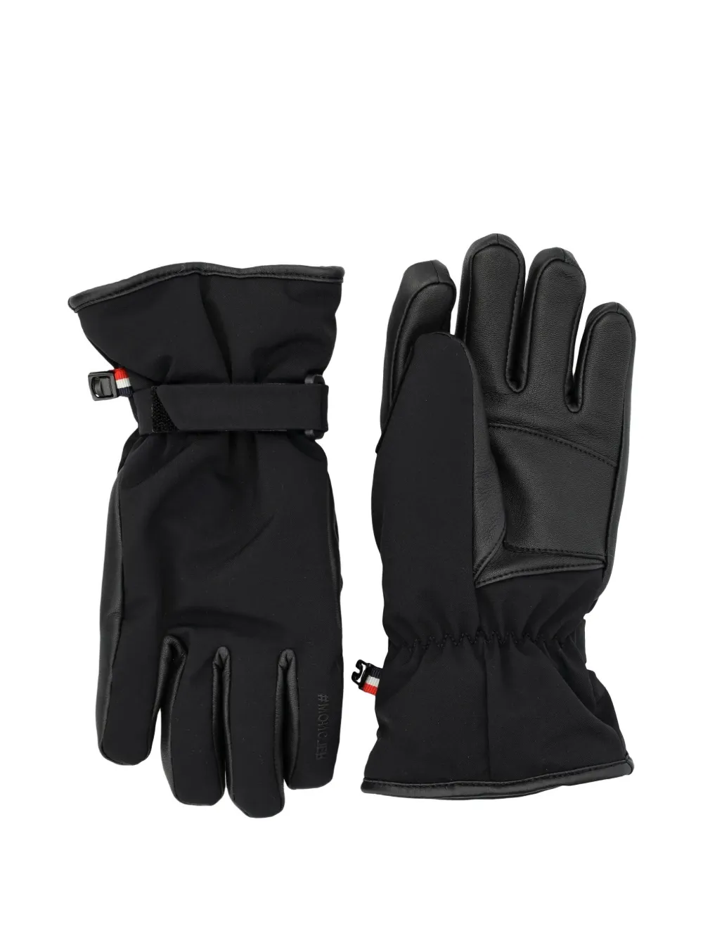 Moncler Enfant leather panel gloves - Zwart