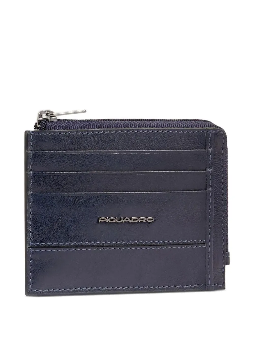 Piquadro Leather Card Holder In Blue