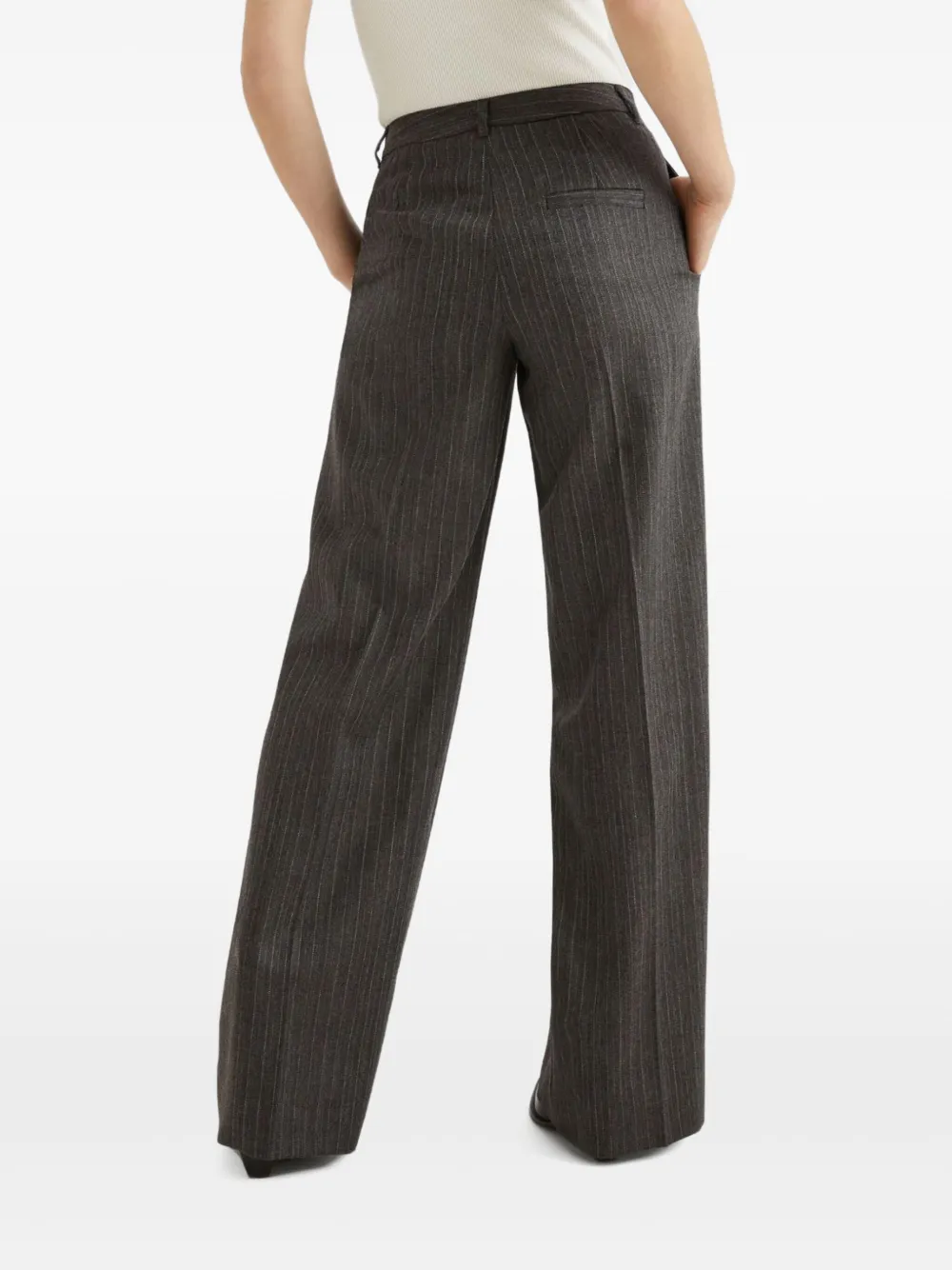  Marella Pint-stripe Trousers - Brown 