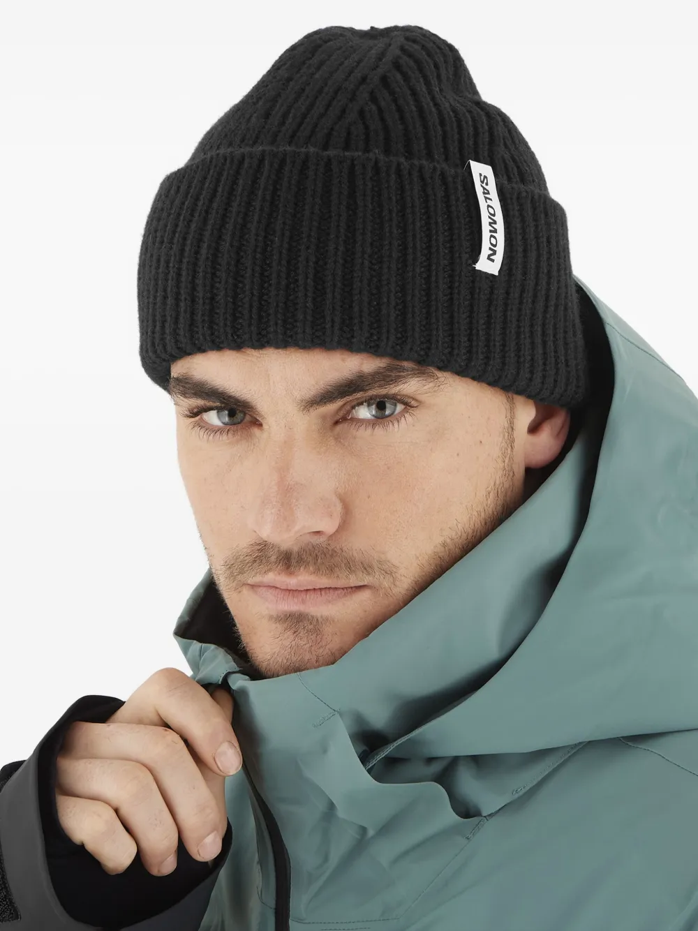 Salomon Snowbird geribbelde muts met label - Zwart