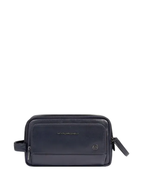PIQUADRO logo-plaque zip wash bag