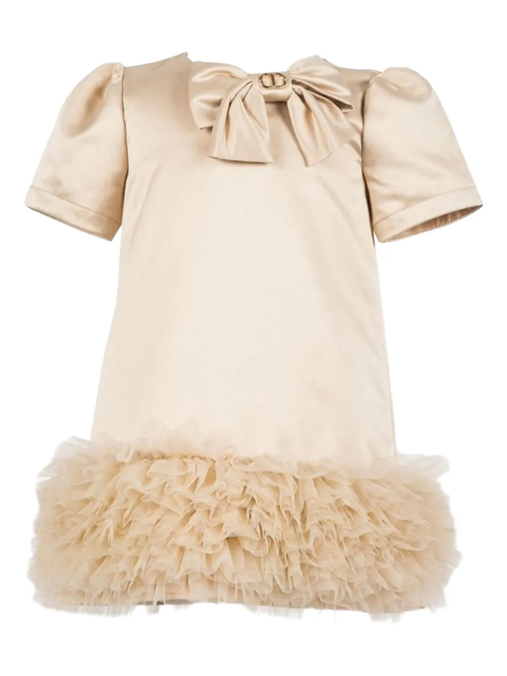 TWINSET Kids ruffled-hem bow-detail dress - ニュートラル