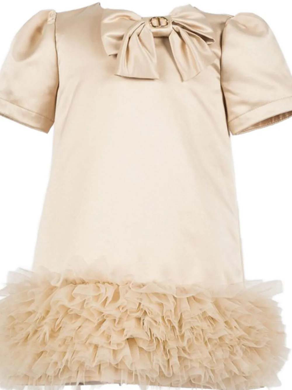Twinset Ruffled-hem Bow-detail Dress In Neutral