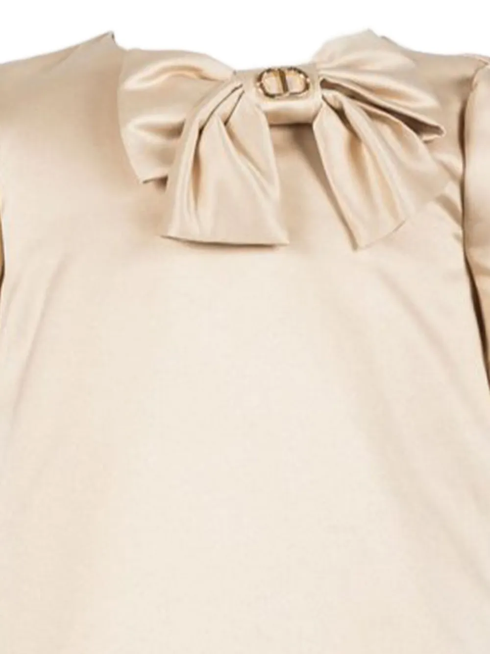 TWINSET Kids Jurk met ruches en strikdetail Beige