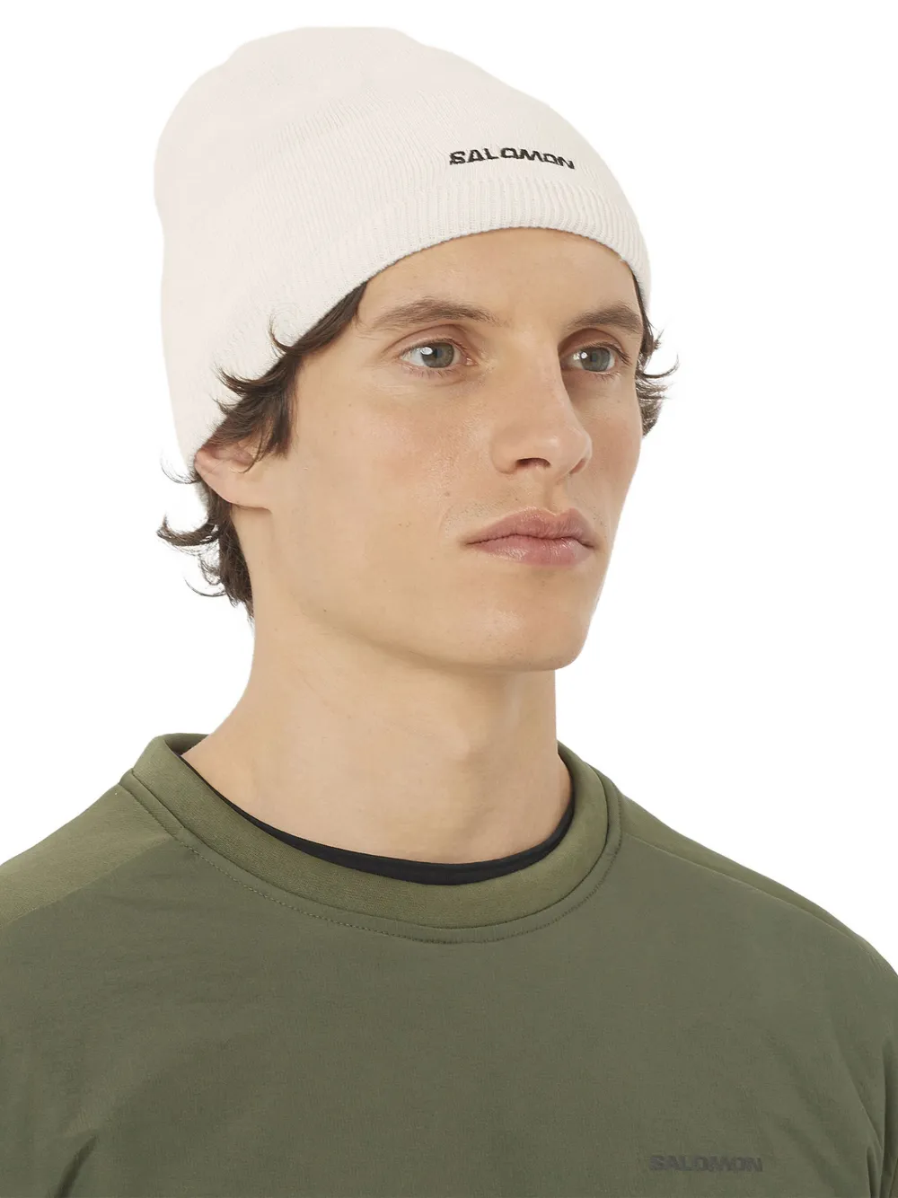 Salomon Logo-embroidered Beanie Hat In White