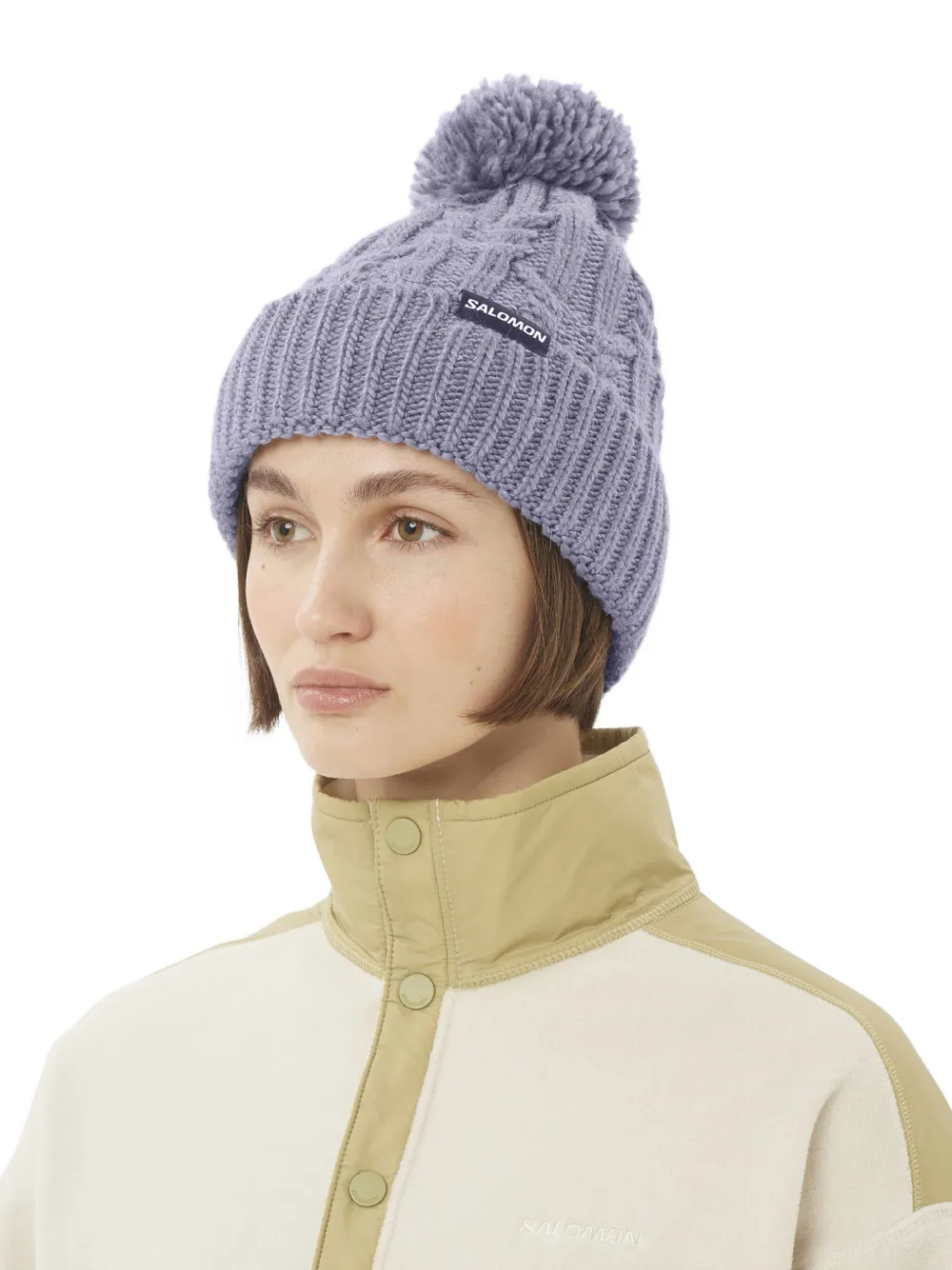 Salomon pompom cable-knit hat - Grijs