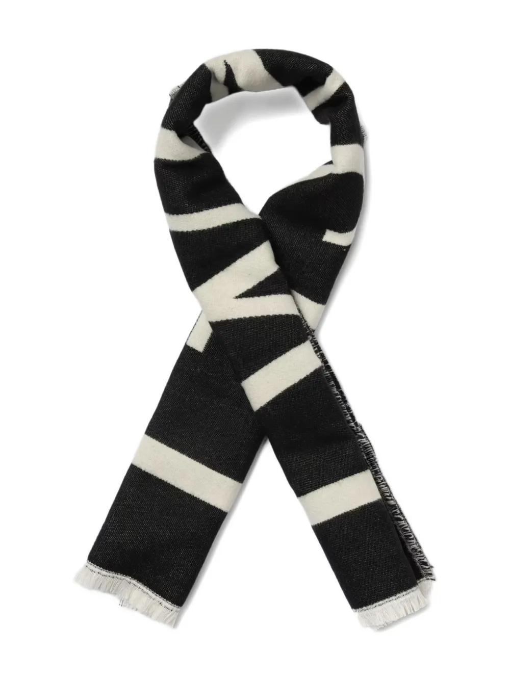 TWINSET Kids fringed logo scarf - Zwart
