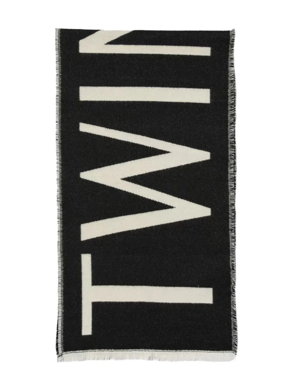 TWINSET Kids fringed logo scarf - Nero