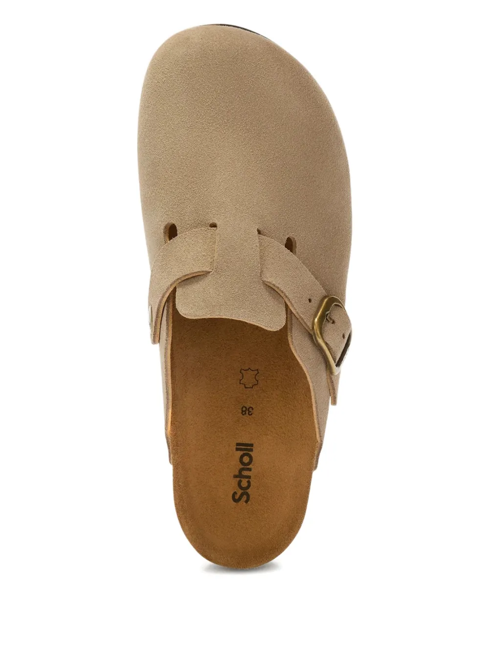 Scholl Muiltjes met gespbandje Beige
