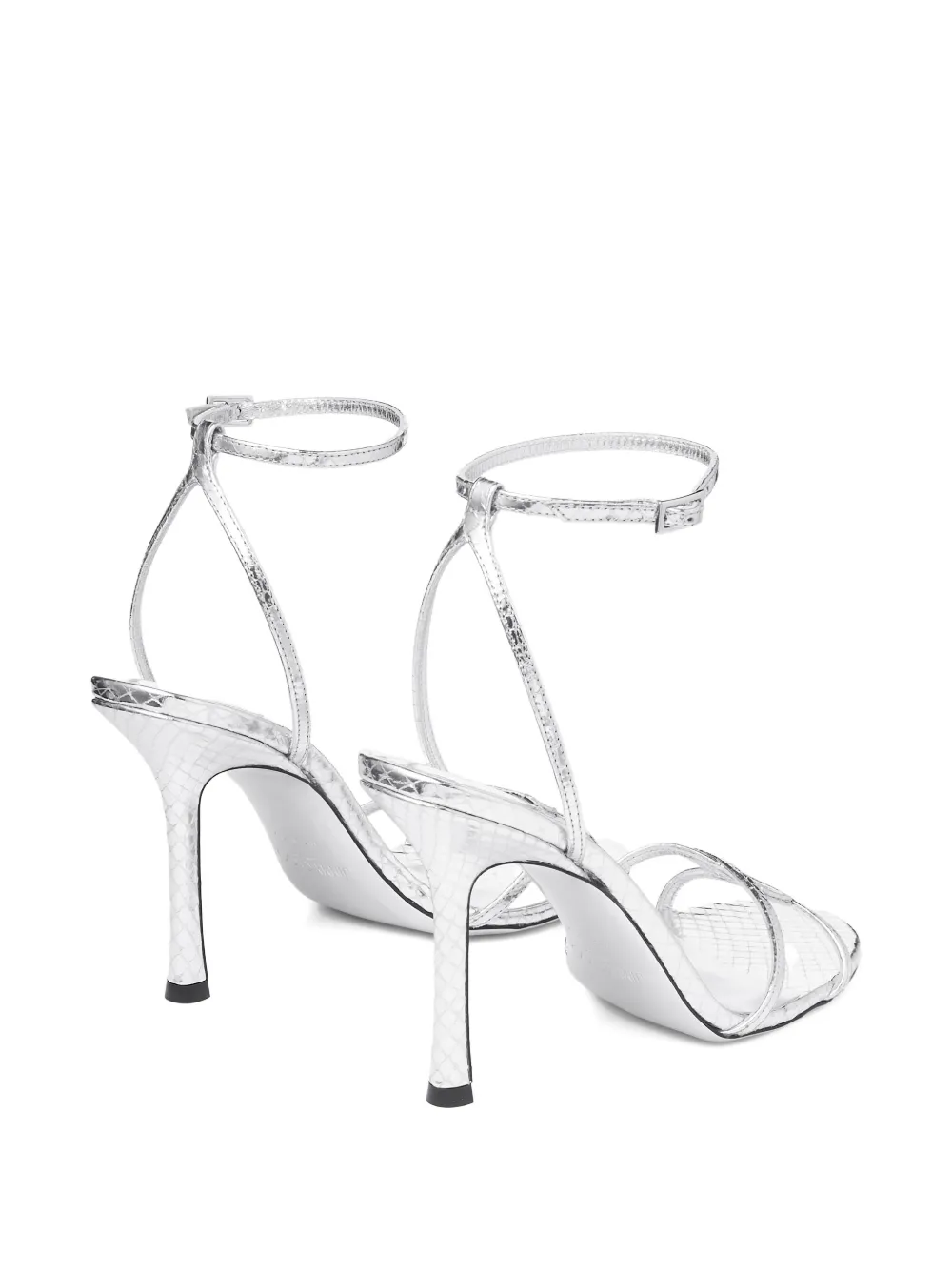 Jimmy Choo 100mm Leo Ankle-strap Open-toe Sandals In Silver