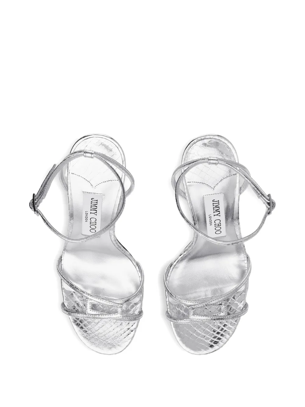 Jimmy Choo 100mm Leo Ankle-strap Open-toe Sandals In Silver