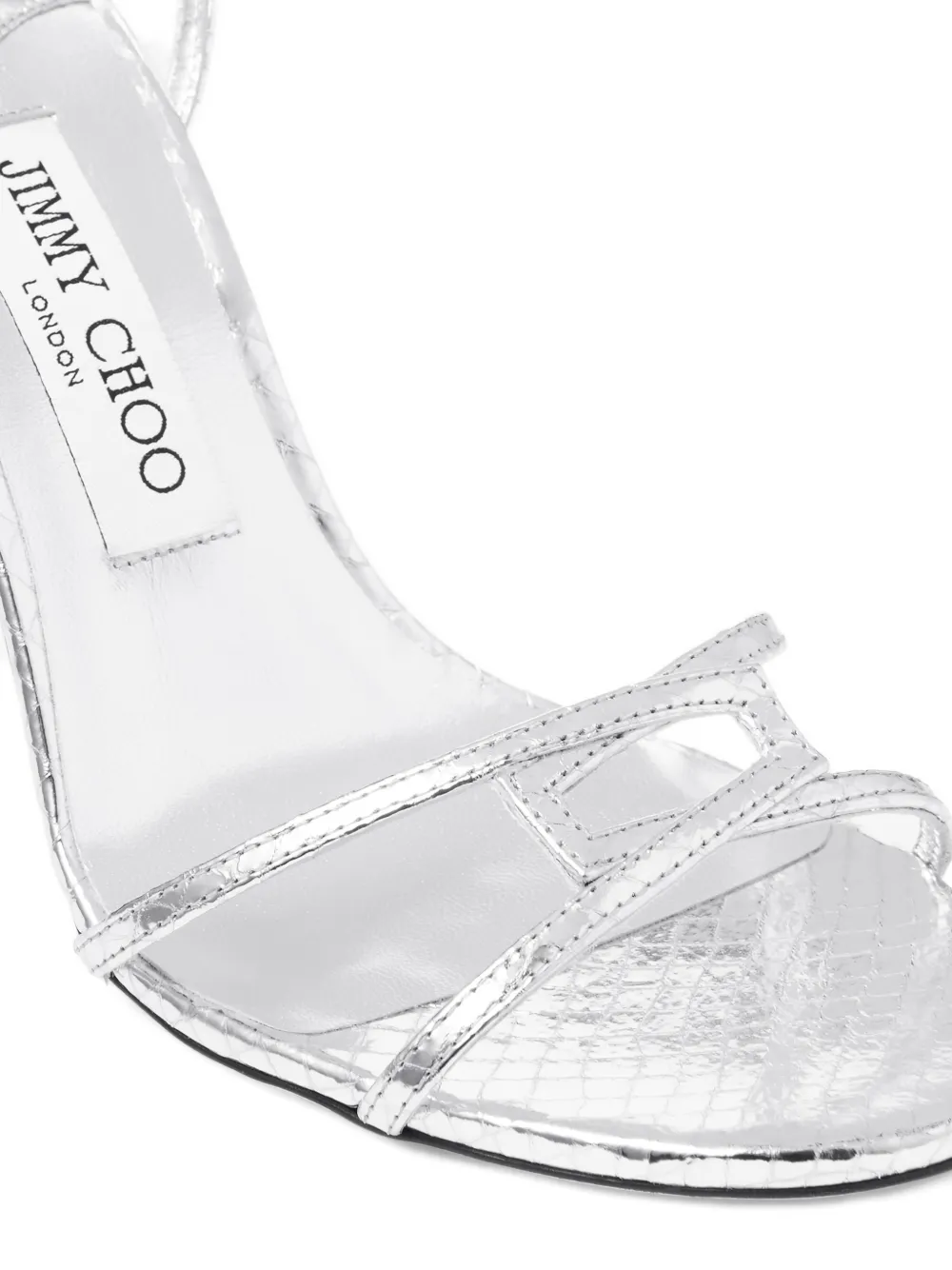 Jimmy Choo 100mm Leo Ankle-strap Open-toe Sandals In Silver