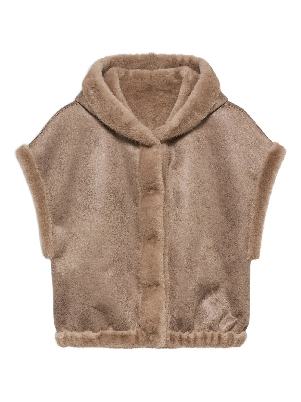 HOODED FAUX-FUR GILET