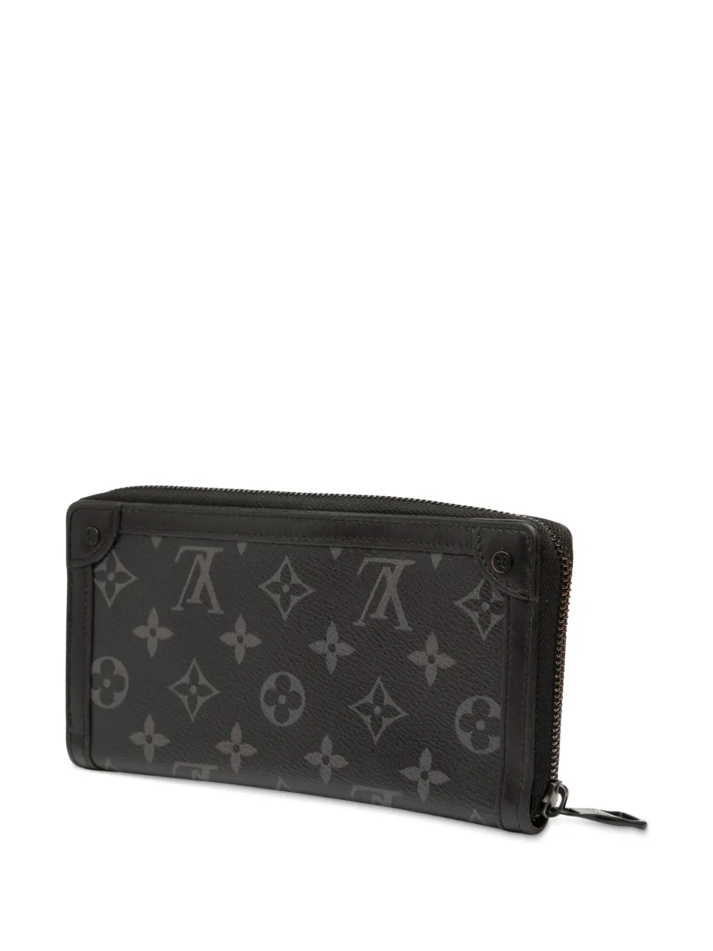 LOUIS VUITTON Pre-owned 2021-2025 Monogram Eclipse Trunk Zippy Wallet Long Wallets In Black