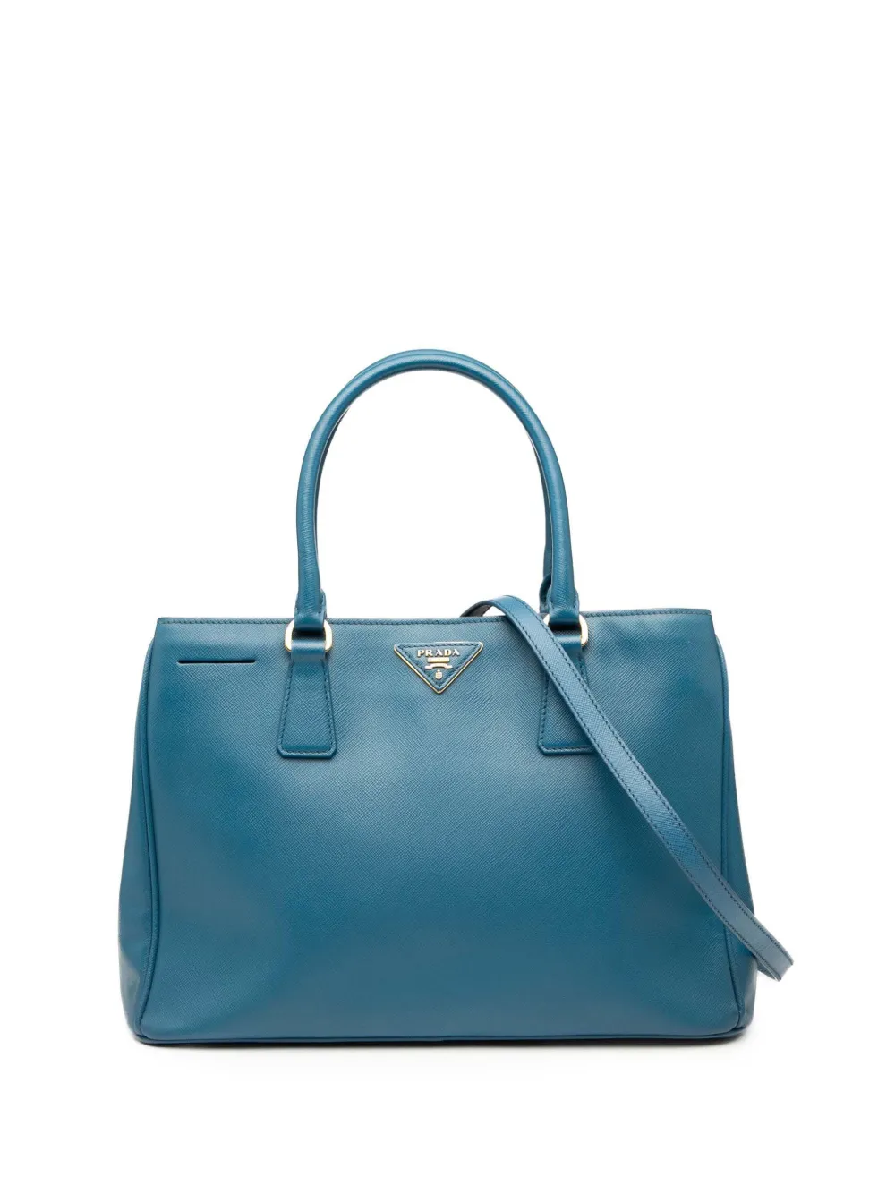 Pre-owned Prada 2000-2025 Medium Saffiano Lux Galleria Satchel In Blue