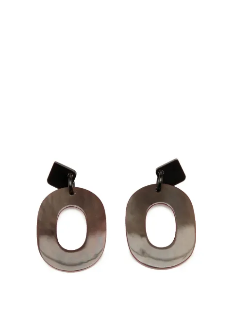 Hermès Pre-Owned 2000-2025 Lacquered Horn Isthme Push Back Earrings costume earrings