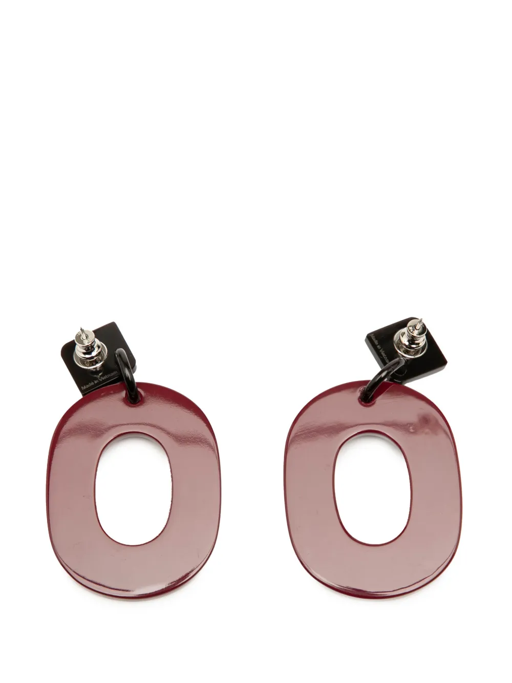 Pre-owned Hermes 2000-2025 Lacquered Horn Isthme Push Back Earrings Costume Earrings In Red