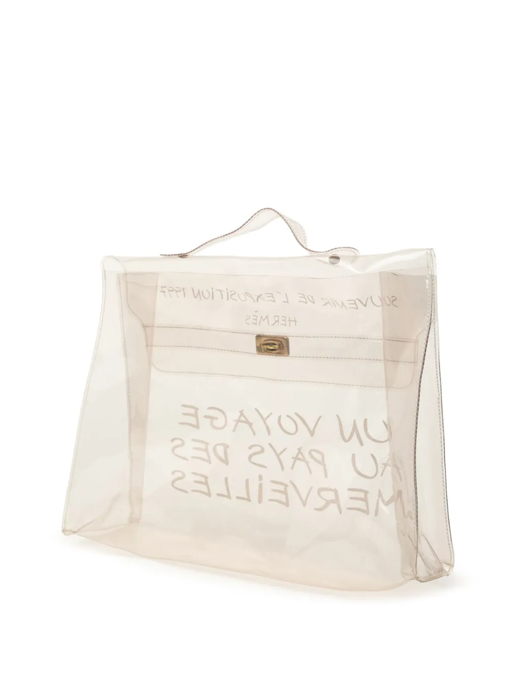 Pre-owned Hermes 1997 Vinyl Souvenir De L Exposition Kelly Handbag In White