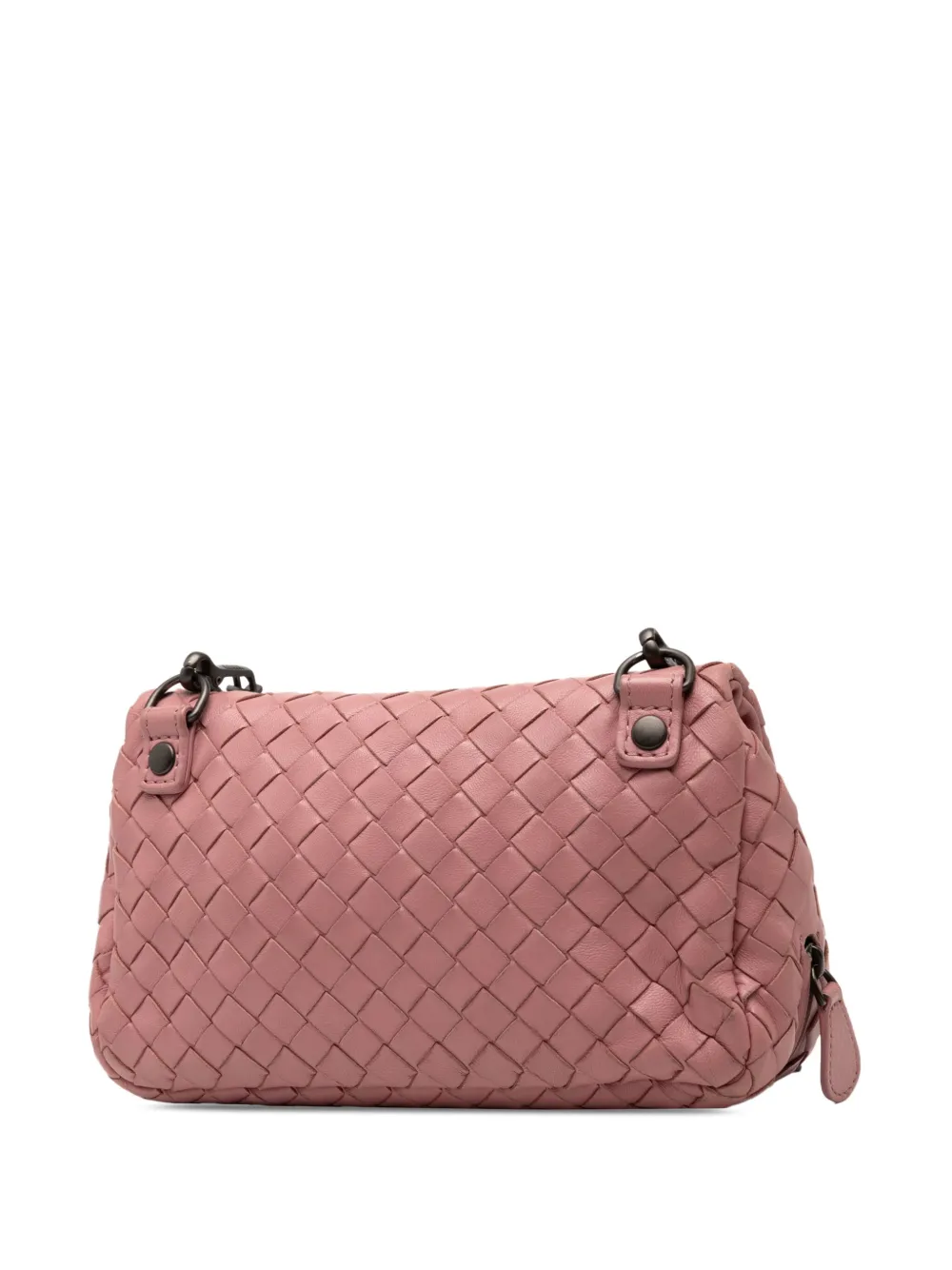 Pre-owned Bottega Veneta 2012-2025 Mini Nappa Intrecciato Expandable Chain Crossbody Bag In Pink