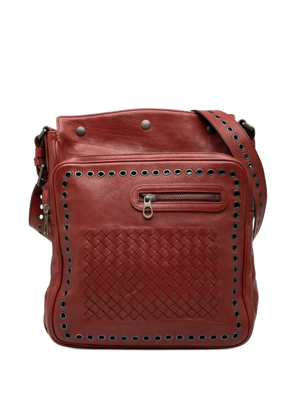 Bottega Veneta Pre-Owned 2012-2025 Nappa Intrecciato Grommet crossbody bag - Rosso