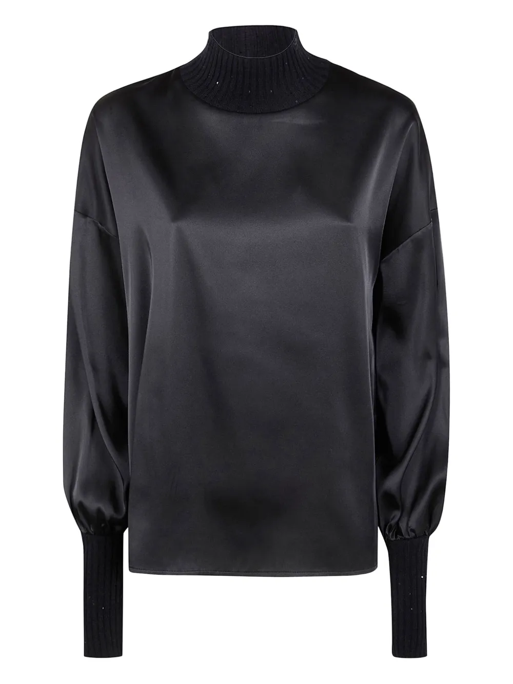 D Exterior High-neck Blouse In Black