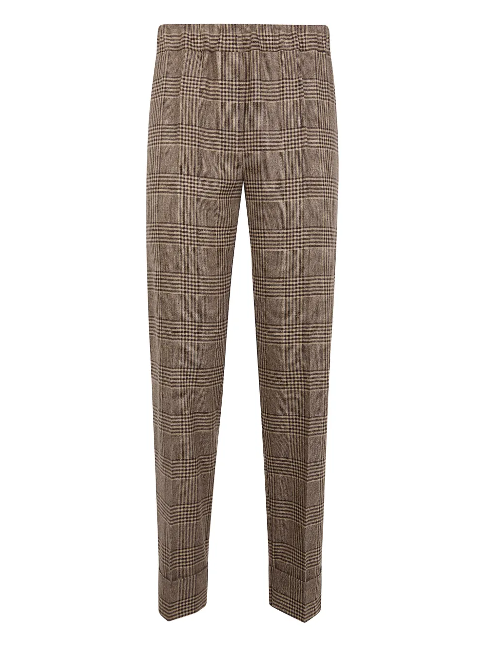 D Exterior Plaid-pattern Trousers In Brown