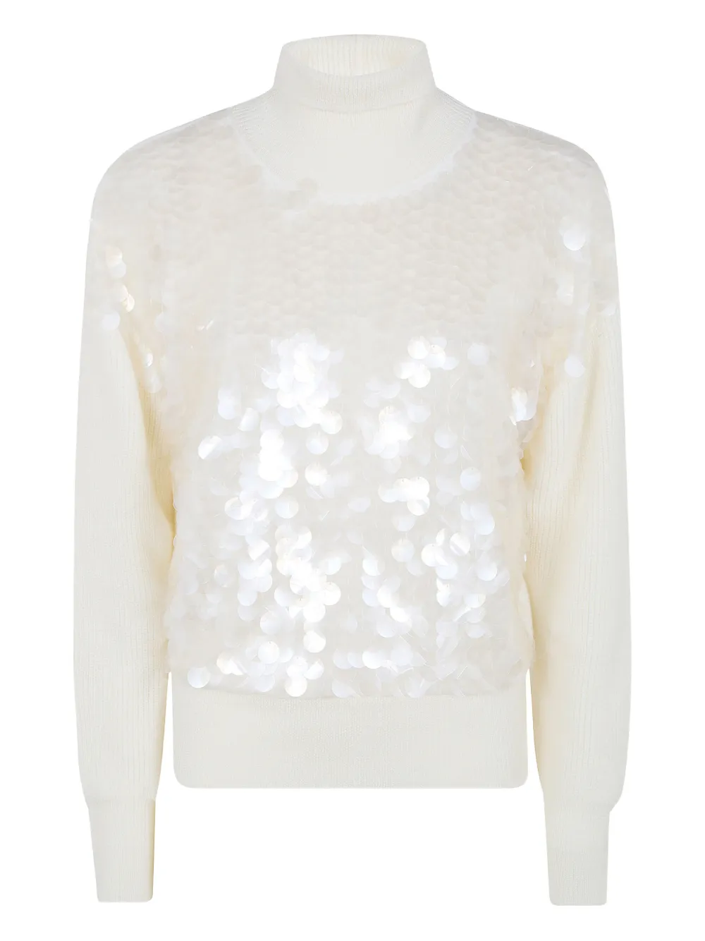 Fabiana Filippi Sequin-embellished Turtleneck Sweater In White