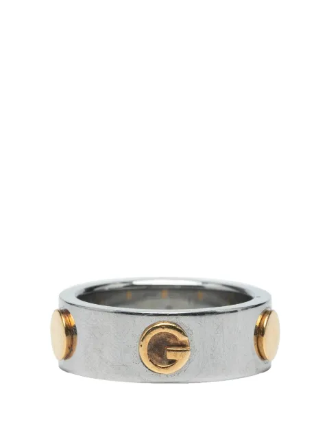 Gucci Pre-Owned anillo bañado en oro amarillo y acero inoxidable 2000-2020