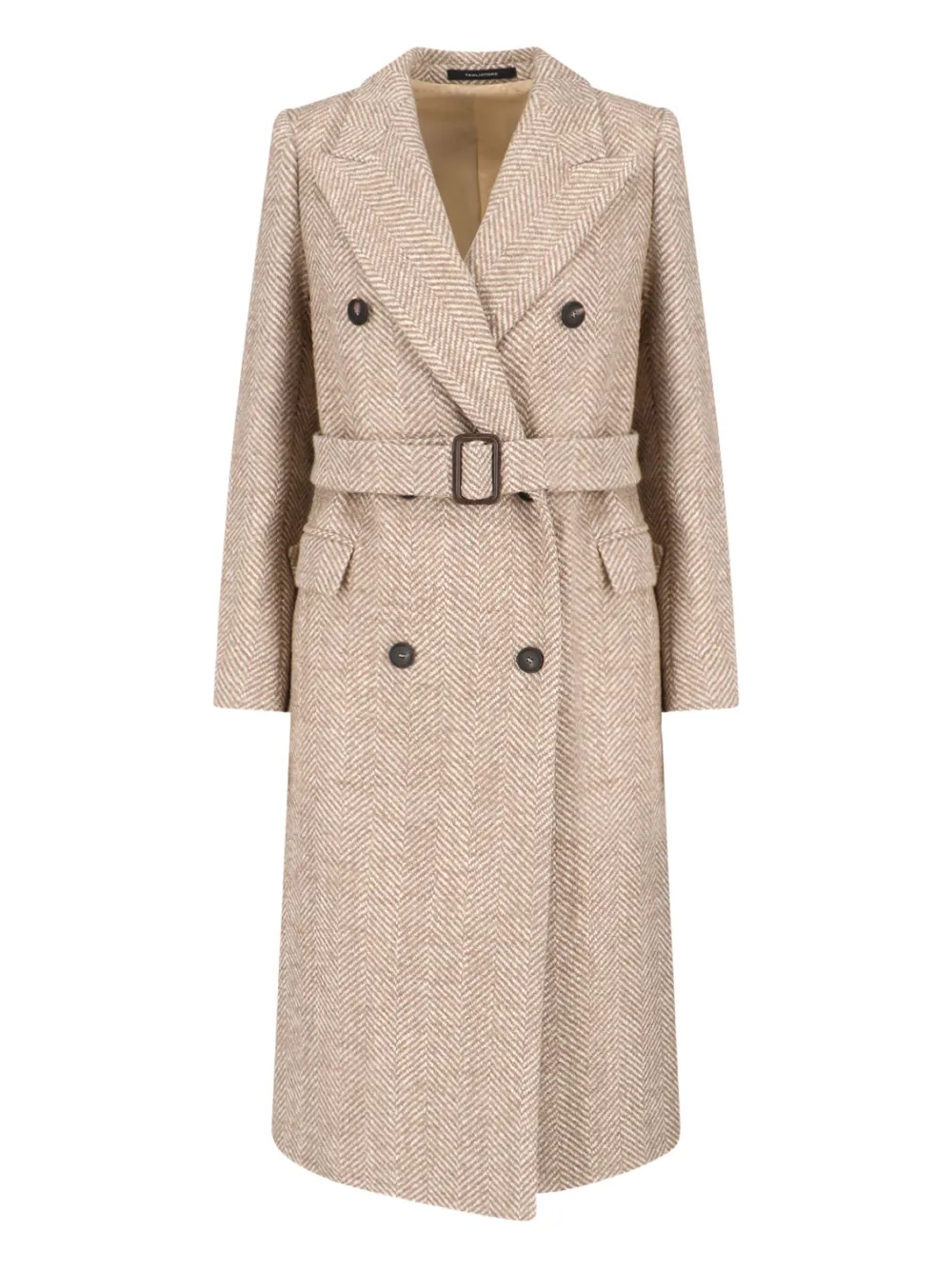 Tagliatore Jole Double-breasted Belted Coat In Neutral