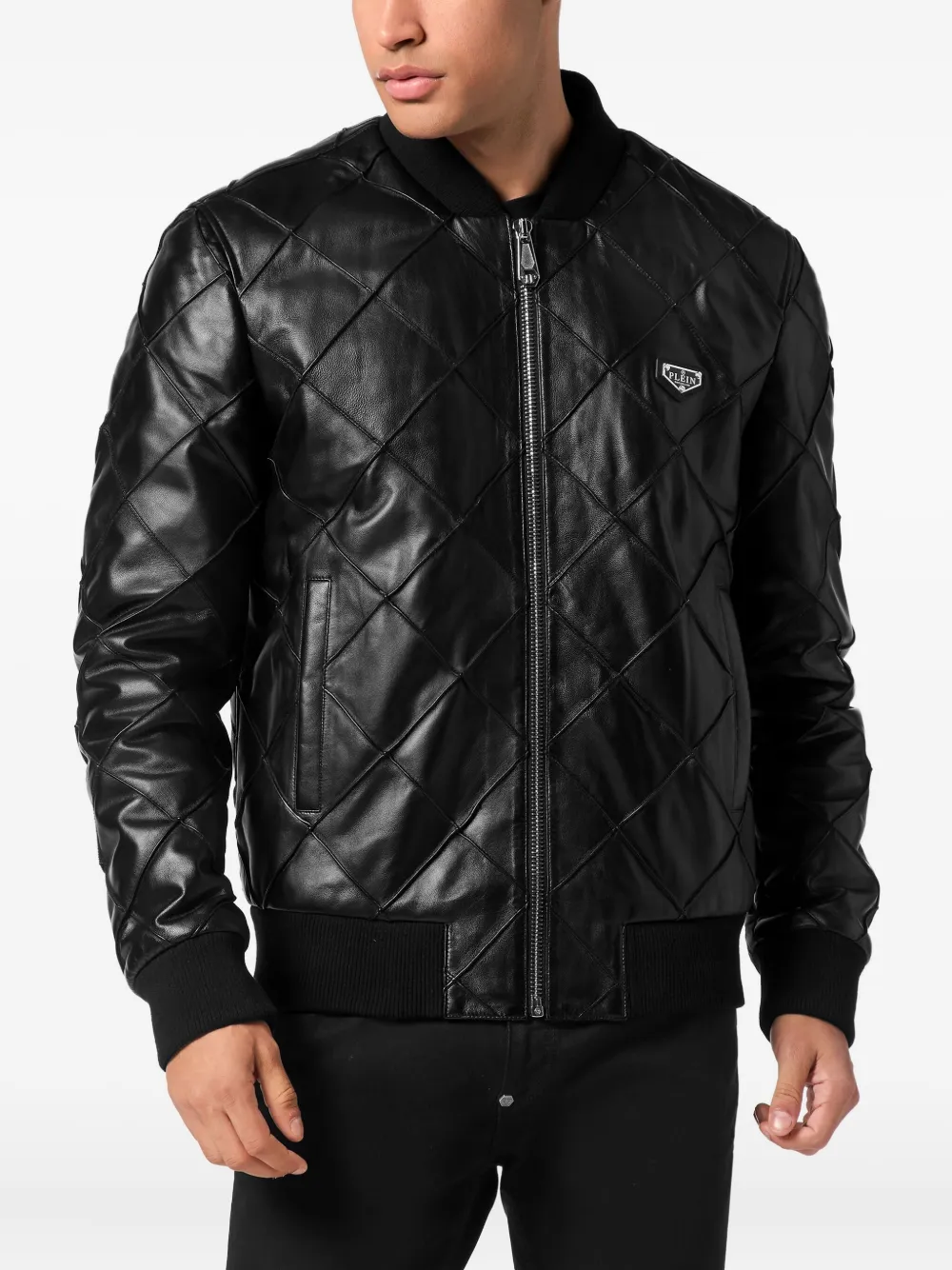 Philipp Plein Gewatteerd jack met rits Zwart