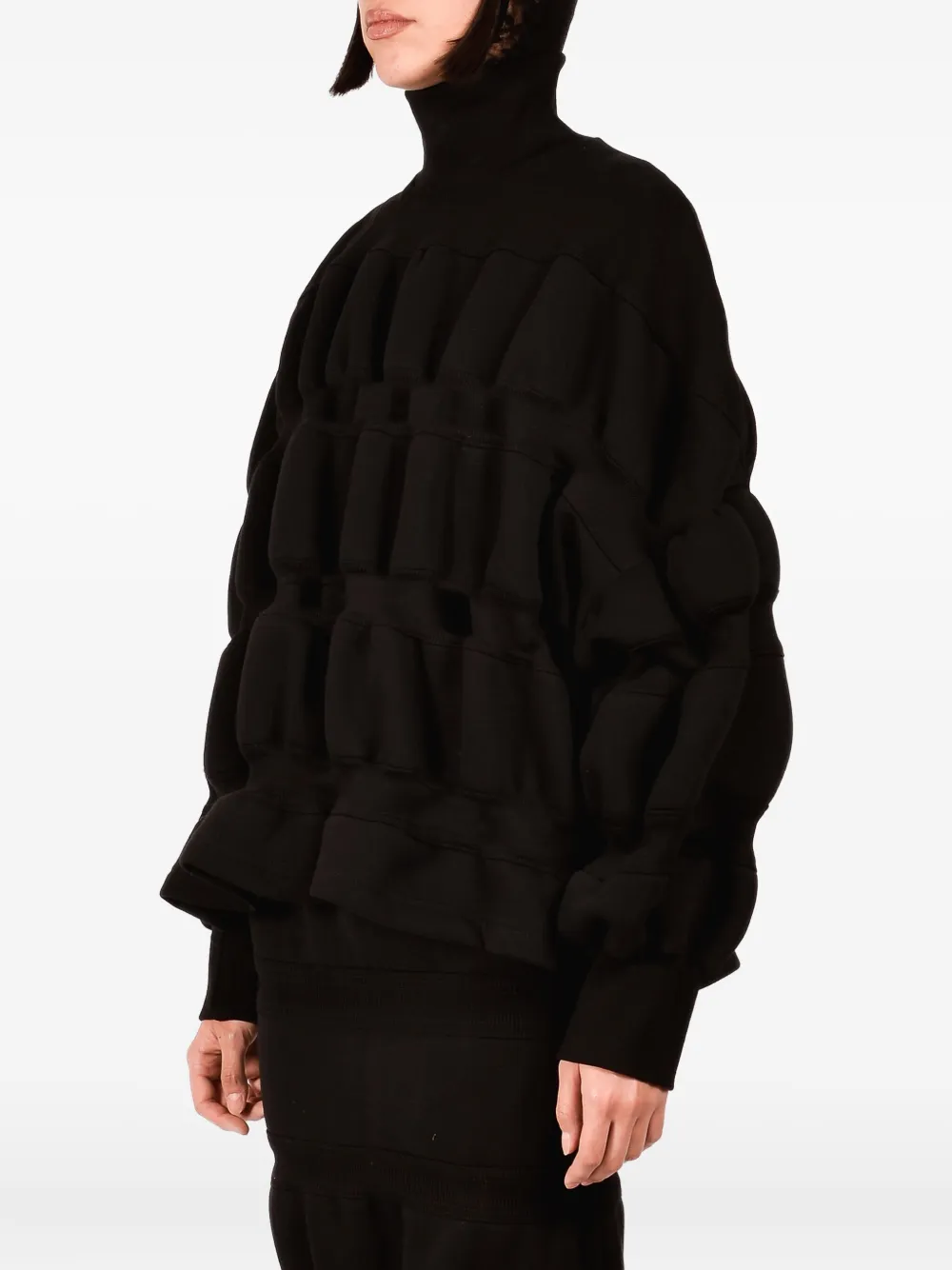 Ioana Ciolacu Mock-neck Ruffled Sweatshirt In Black