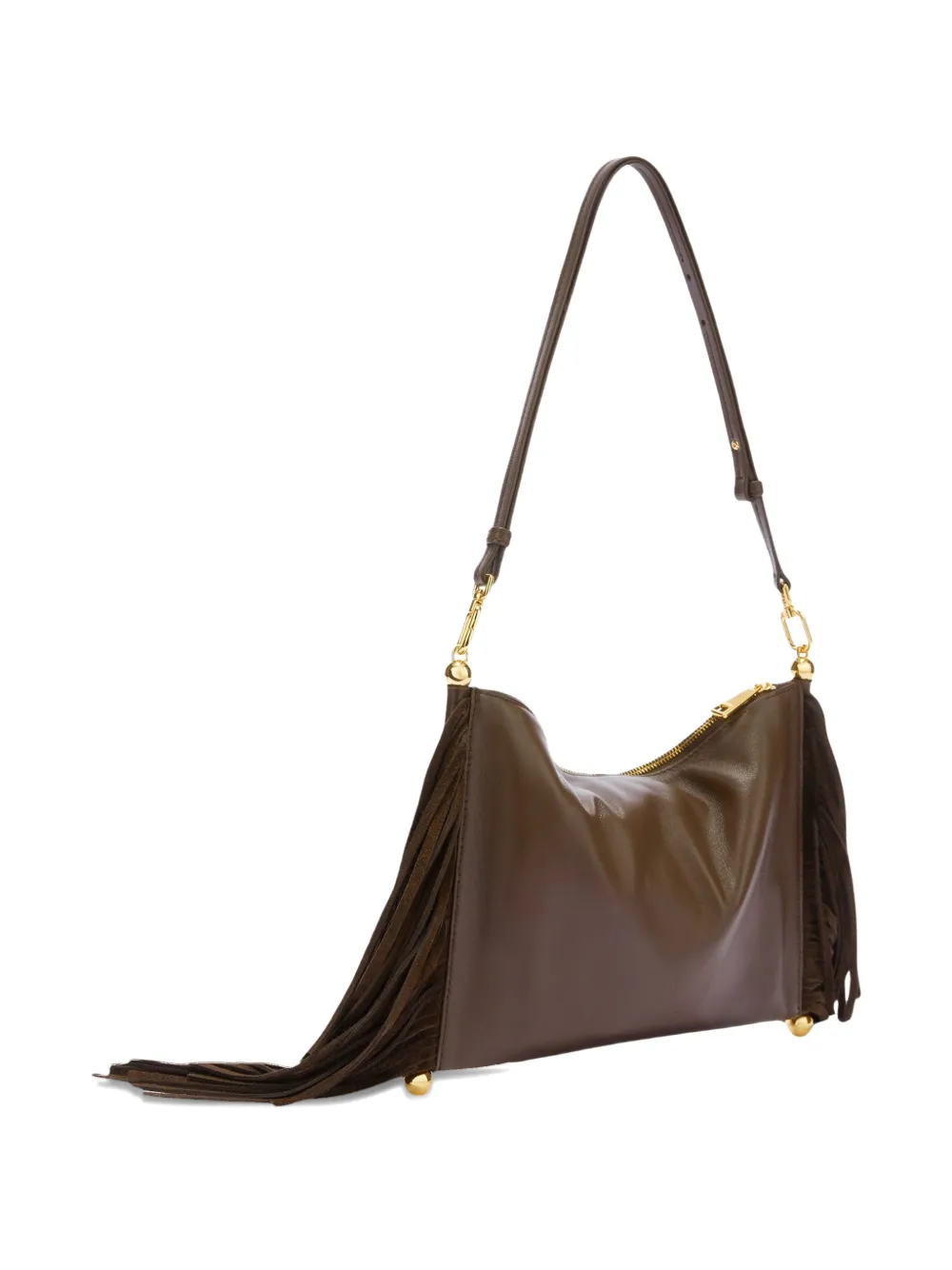 Furla XL suede fringing shoulder bag - Bruin